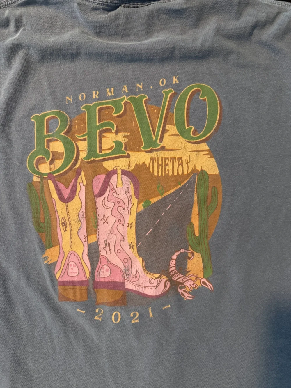 Theta Sorority Date Party Vintage Comfort Colors Blue Tee western Country